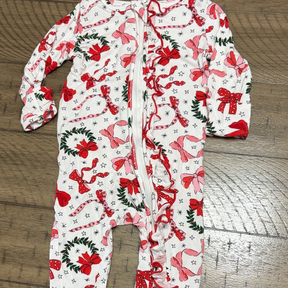Caden Lane Red and White Kids One Piece Footie